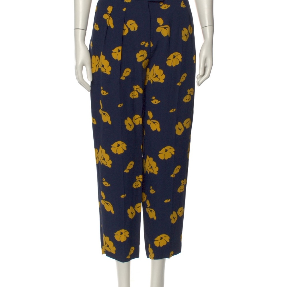 A.P.C Navy Floral Print Wide-Leg Pants